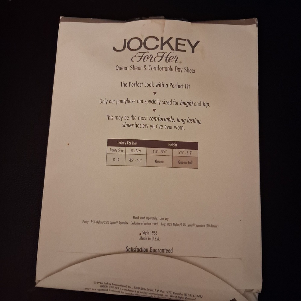 Vintage 90s NOS Jockey For Her Queen Control Top Pantyhose Tuxedo Black Queen‎ - Picture 3 of 4